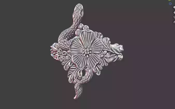snake and flower ring v2