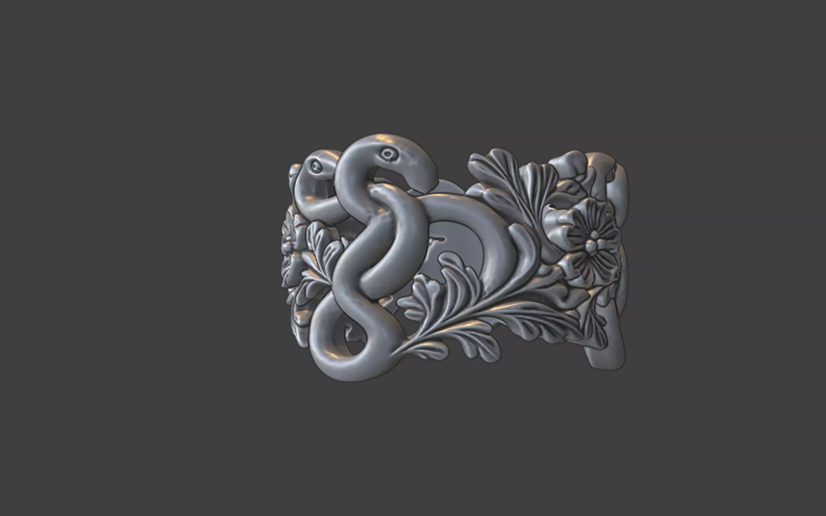 snake and flower ring v3 3D print model_11