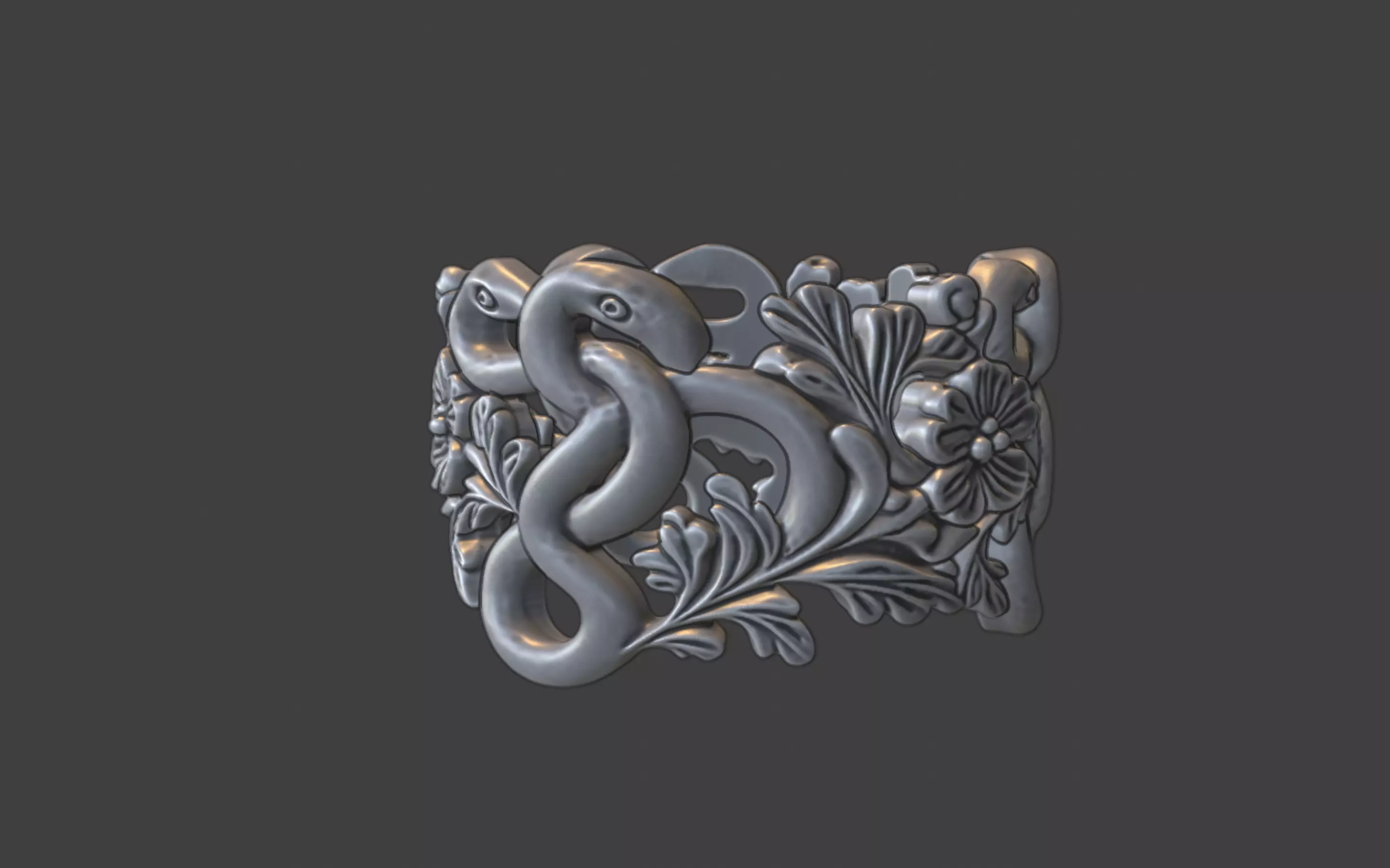 snake and flower ring v3 3D print model_6