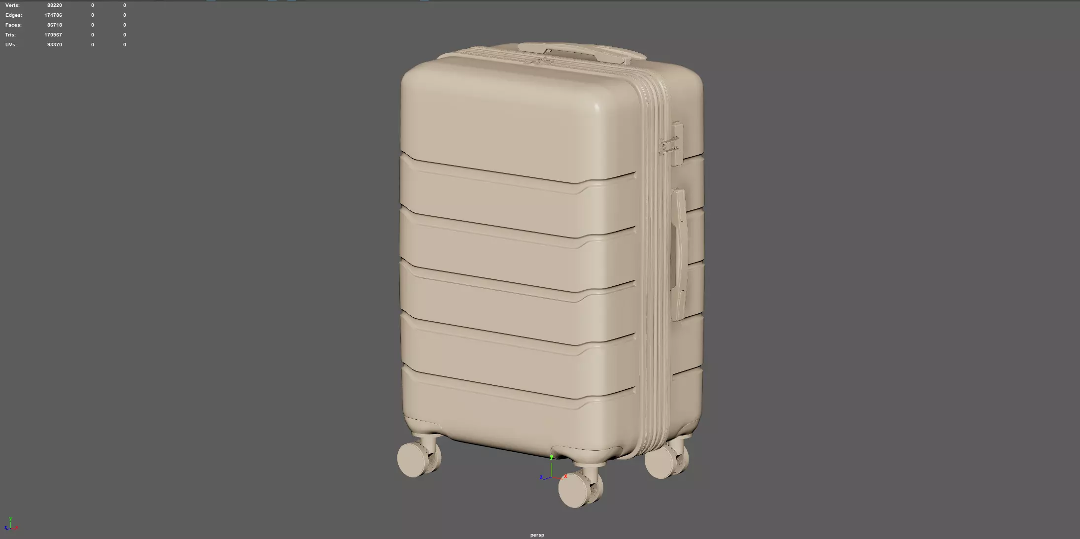 Trolley Suitcase Travel Bag 3D model_5