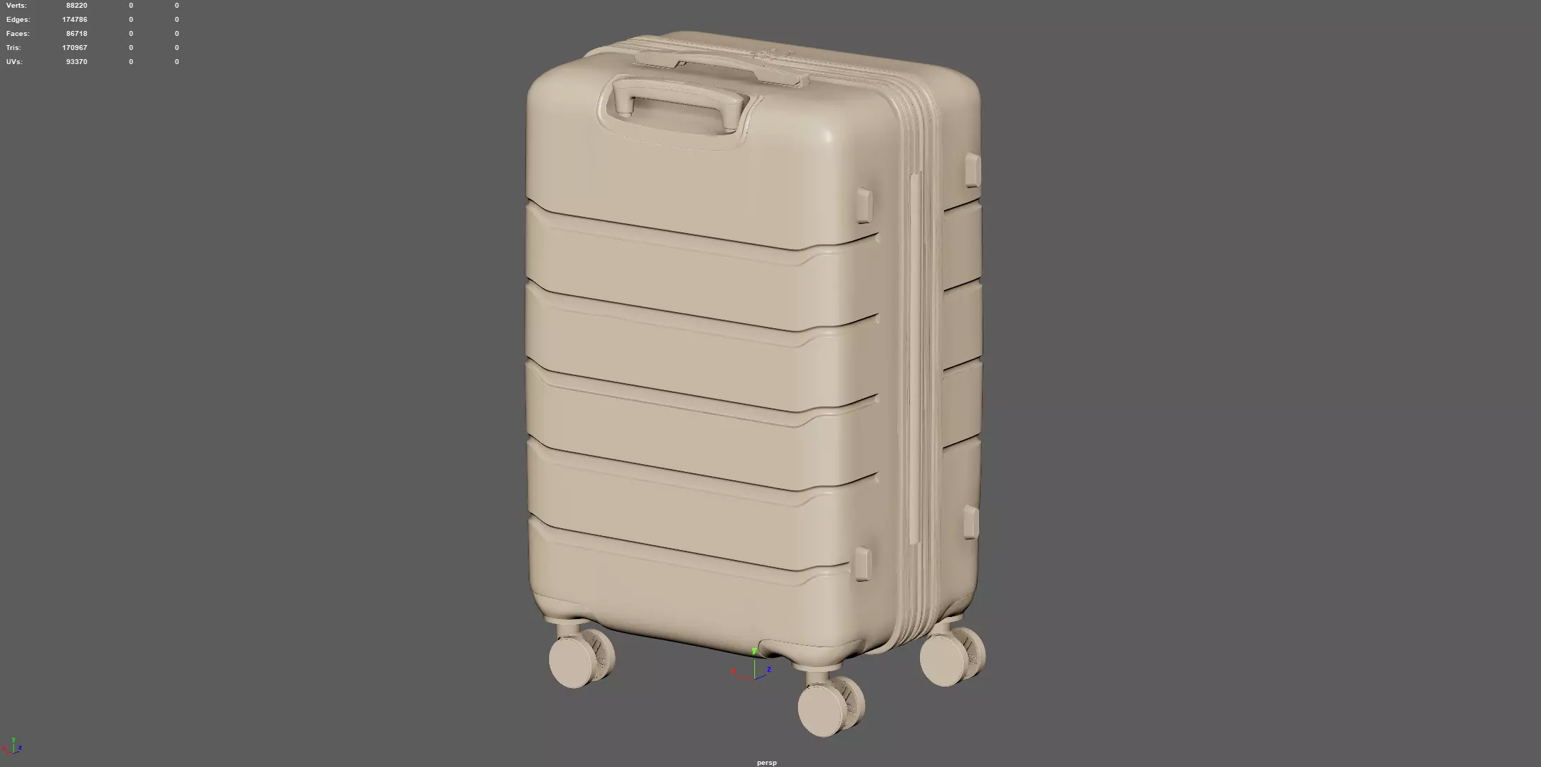 Trolley Suitcase Travel Bag 3D model_11