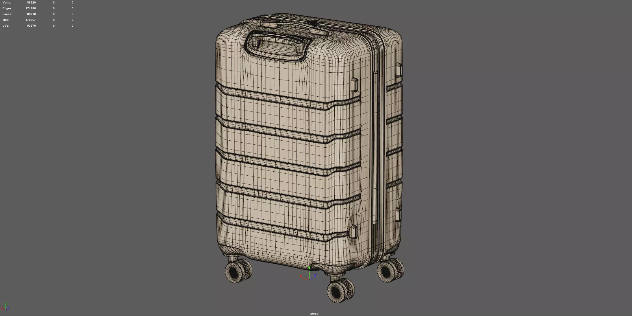 Trolley Suitcase Travel Bag 3D model_10