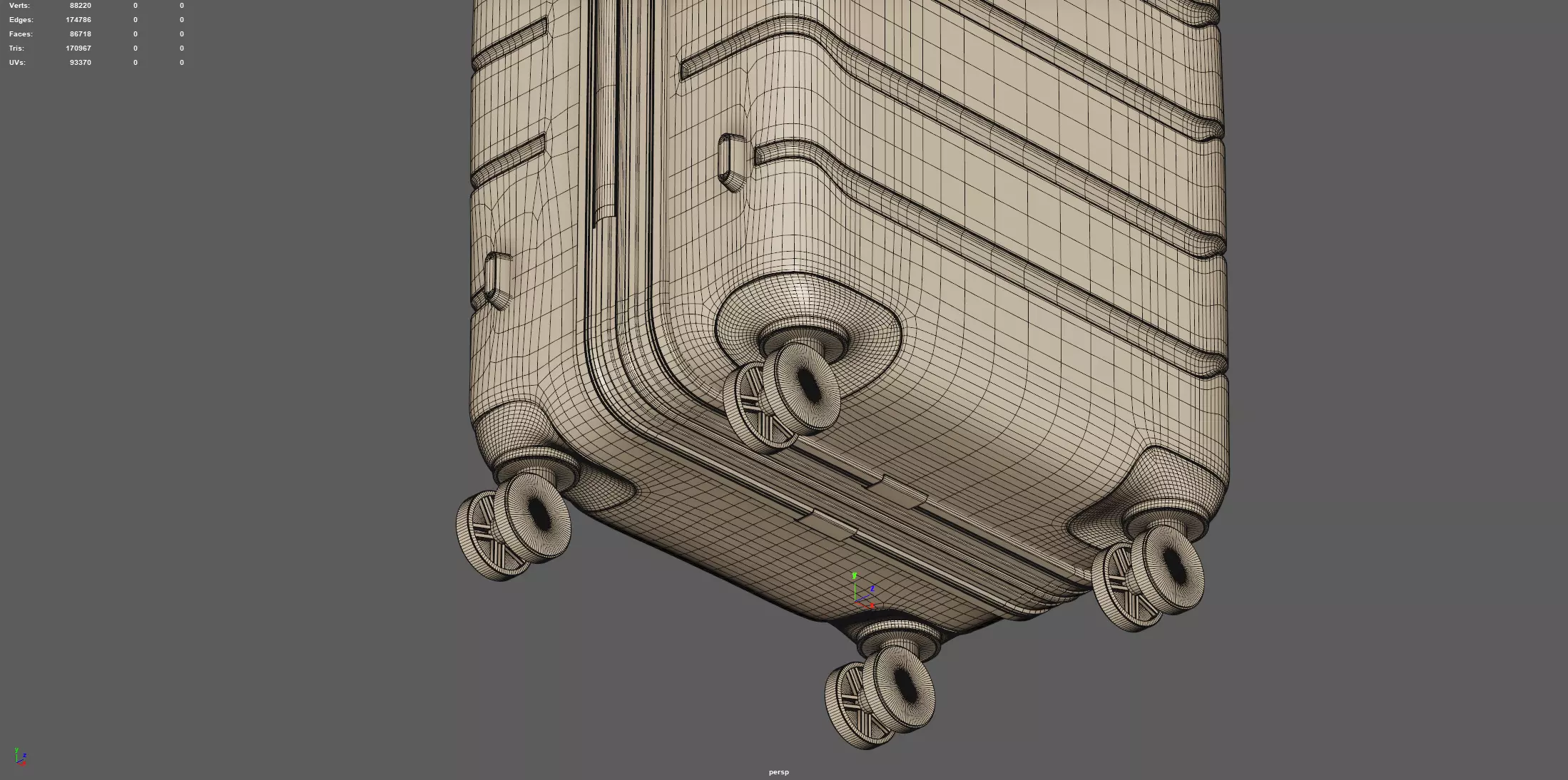 Trolley Suitcase Travel Bag 3D model_6