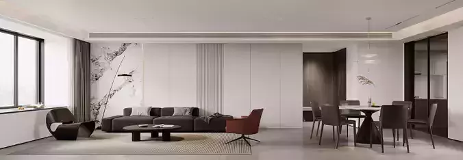 Modern living room dining room interior scenes 290