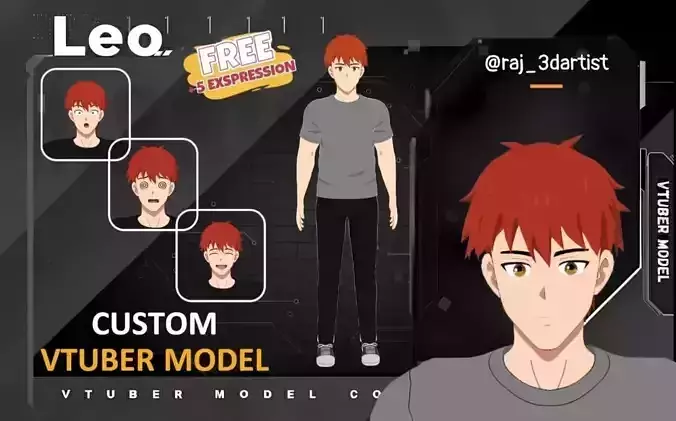 Leo Anime Style 3D Character for VTubing games and animations