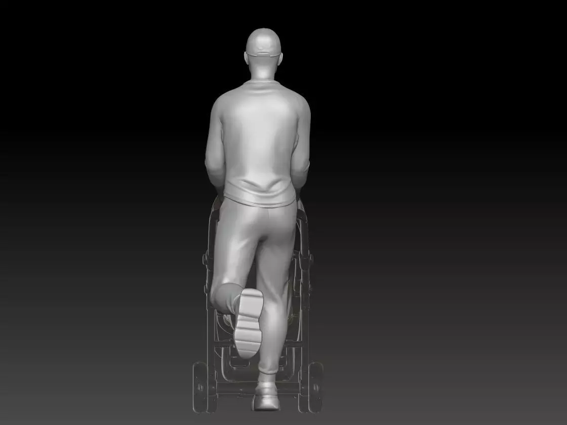 Dad walks in the park with a stroller 2 3D print model_2