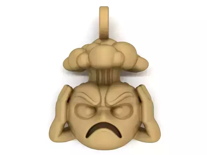 Mind Blown Emoji Pendant STL 3D Model Jewelry - One Inch Pendant