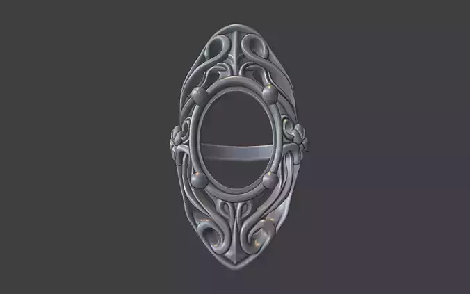 art nouveau scrollwork gemstone ring