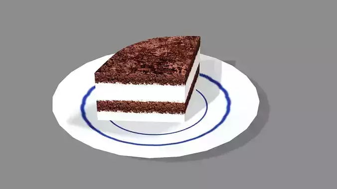 Chocolate With White Cream Piece Cake 3D Model