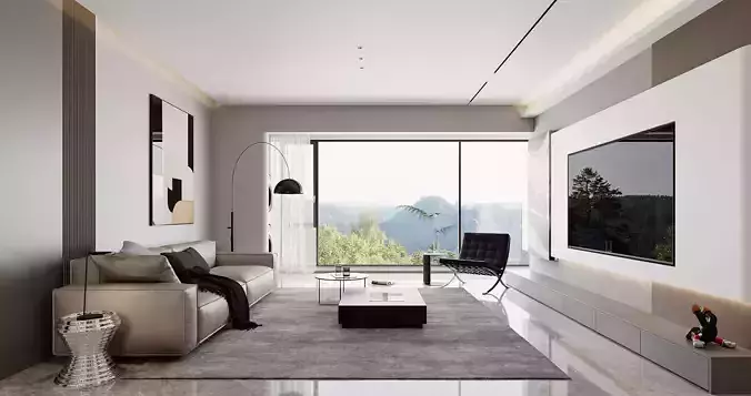 Modern living room dining room interior scenes 291