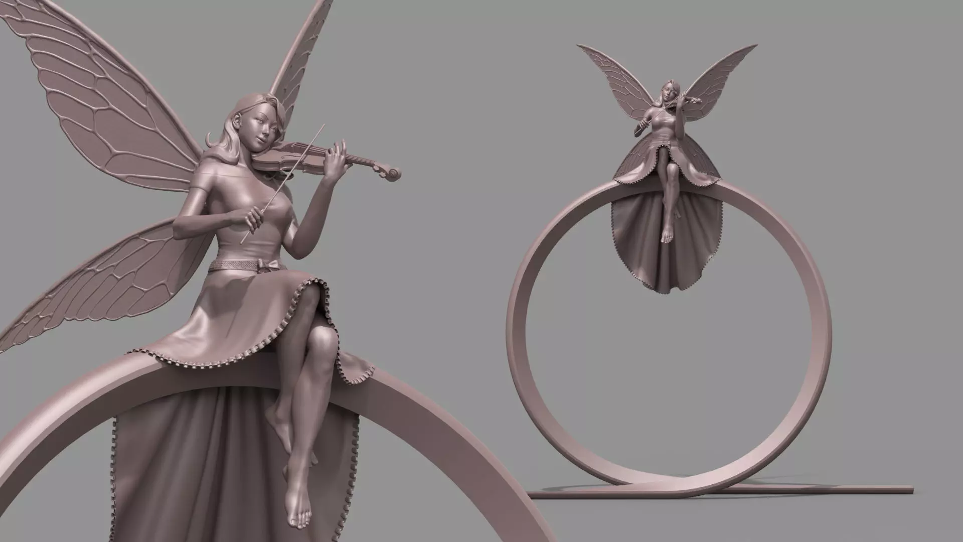 Butterfly girl violin performance 3D model_0
