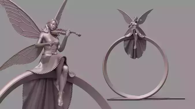 Butterfly girl violin performance 3D model