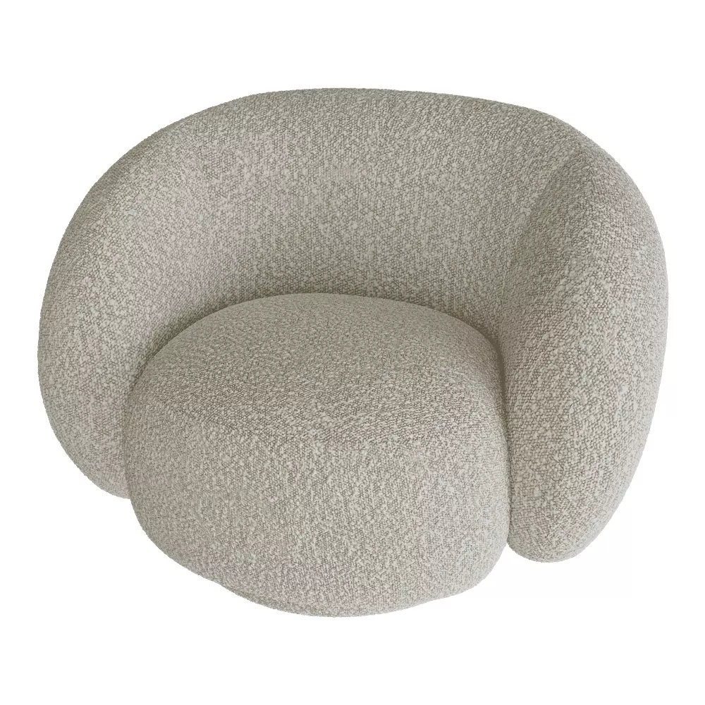 Modern Rounded Boucle Armchair 3D Model Low-poly 3D model_1