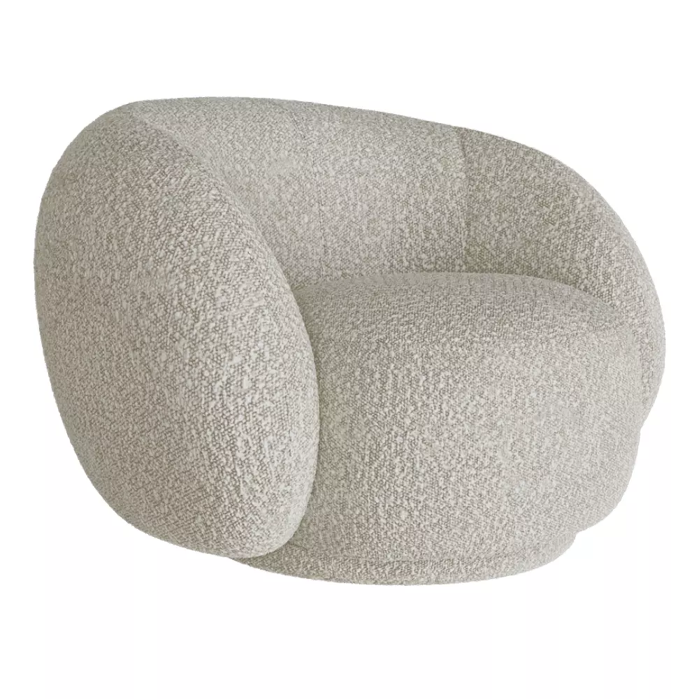 Modern Rounded Boucle Armchair 3D Model Low-poly 3D model_0