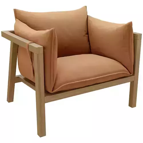 Modern Wooden Frame Armchair 3D Model