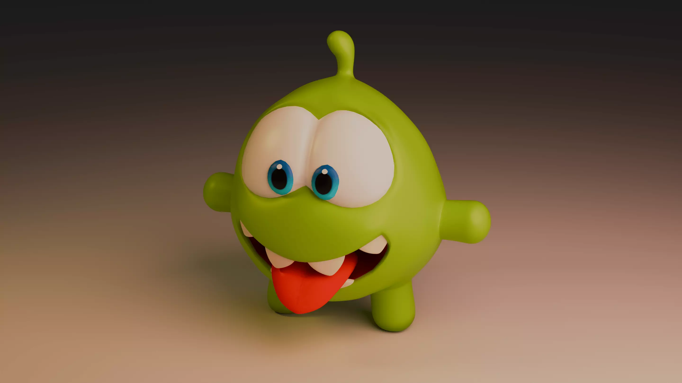 Cut The Rope Om Nom Low-poly 3D model_1