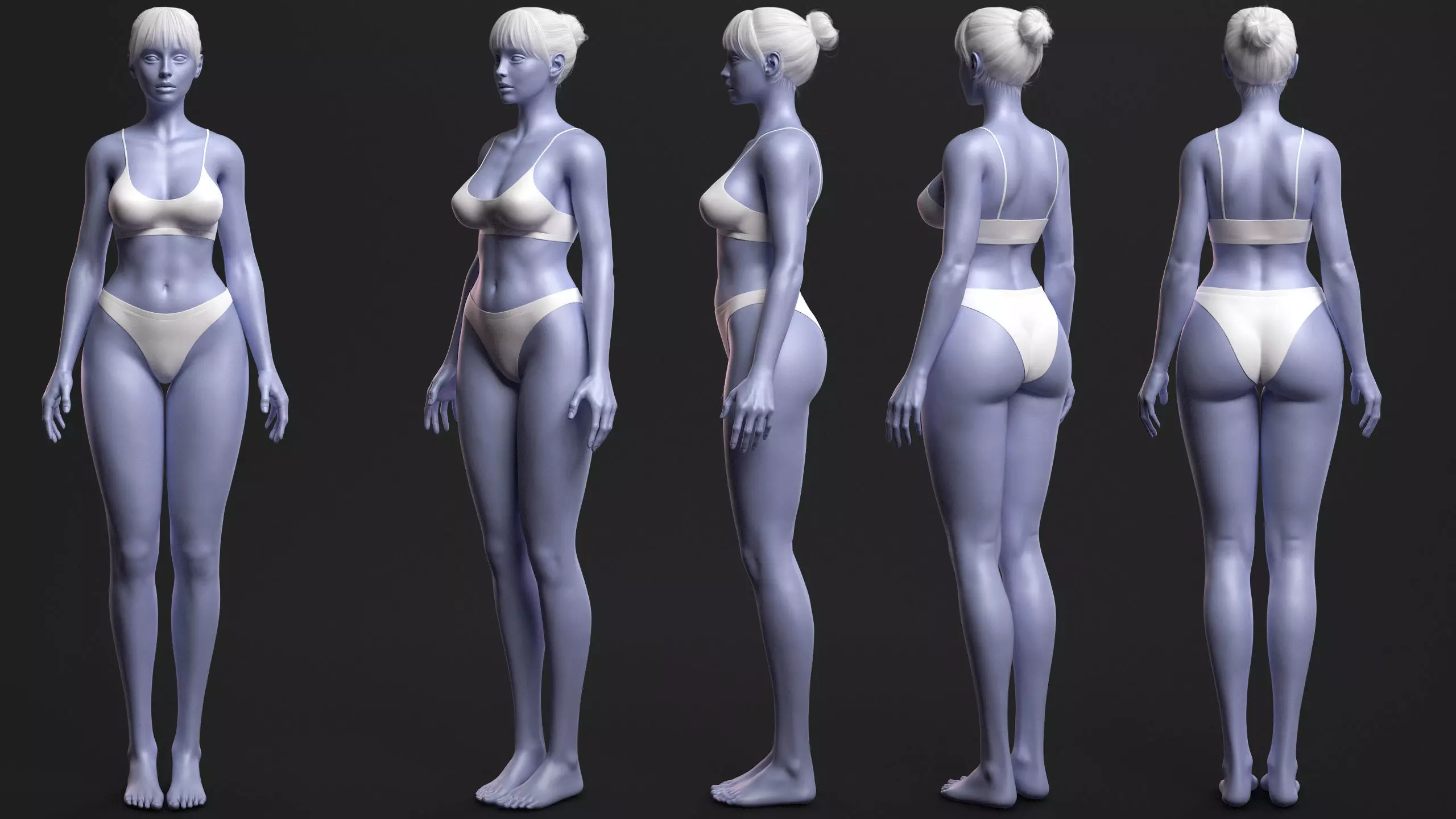 Advanced High Poly Female Basemesh - Body 01 3D model_4
