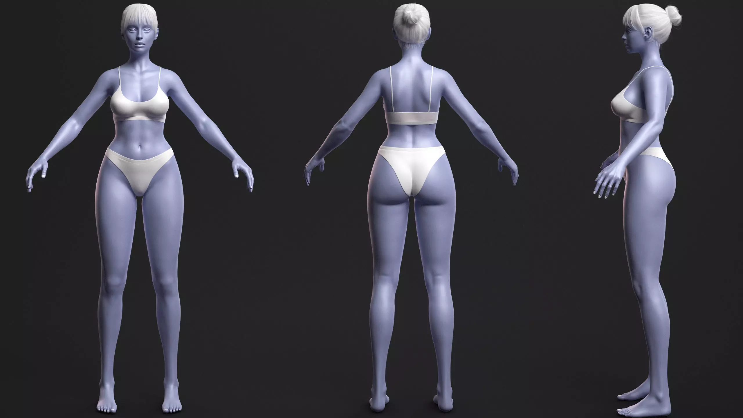 Advanced High Poly Female Basemesh - Body 01 3D model_6