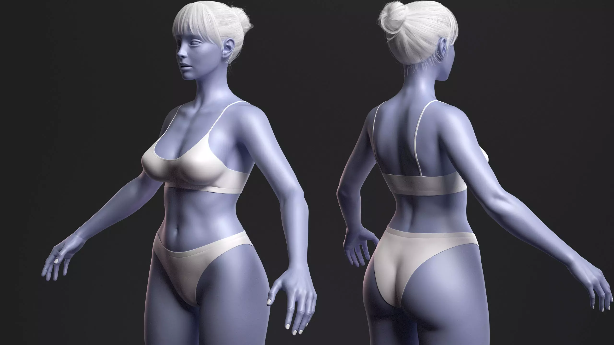 Advanced High Poly Female Basemesh - Body 01 3D model_11