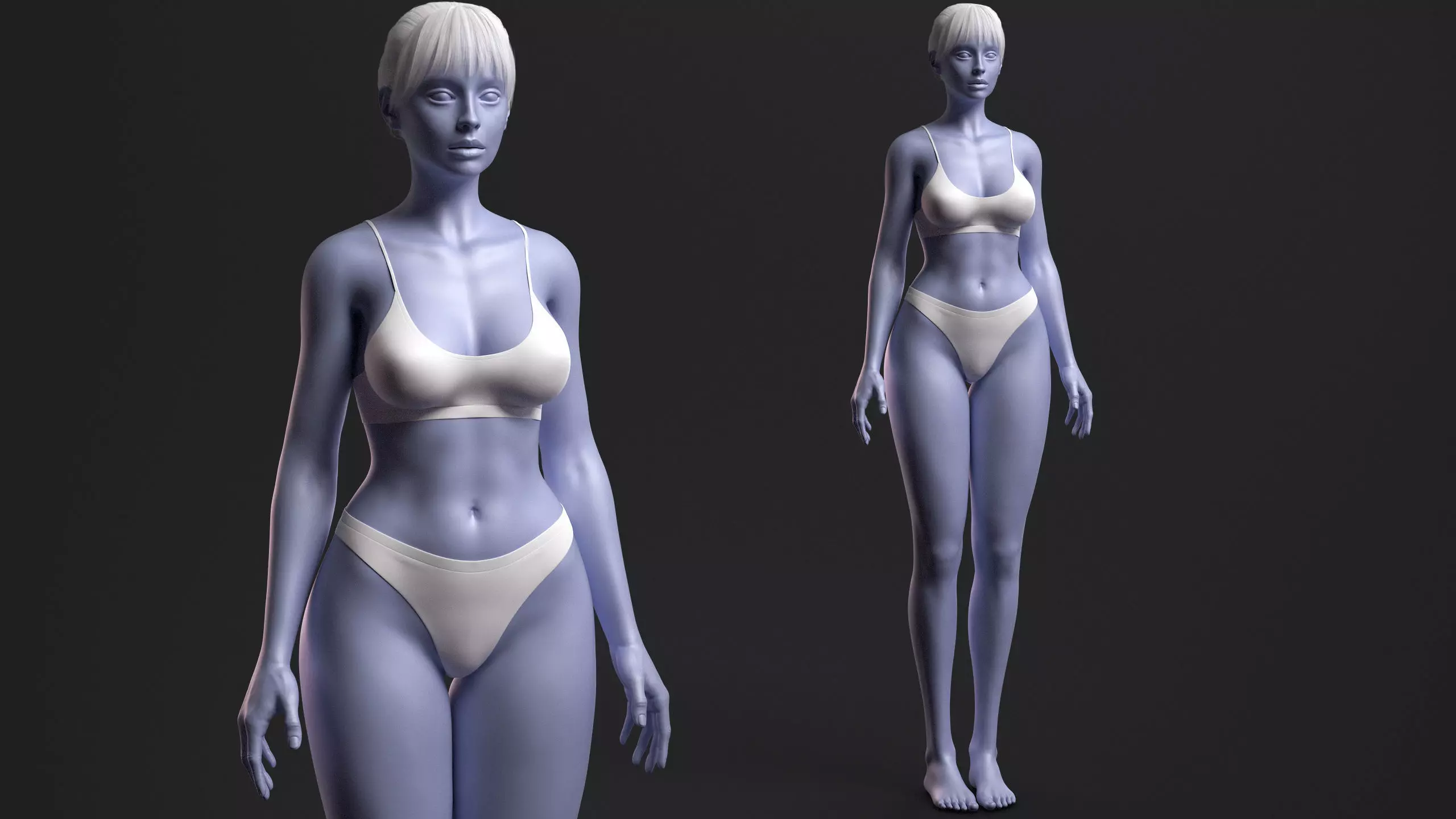 Advanced High Poly Female Basemesh - Body 01 3D model_13