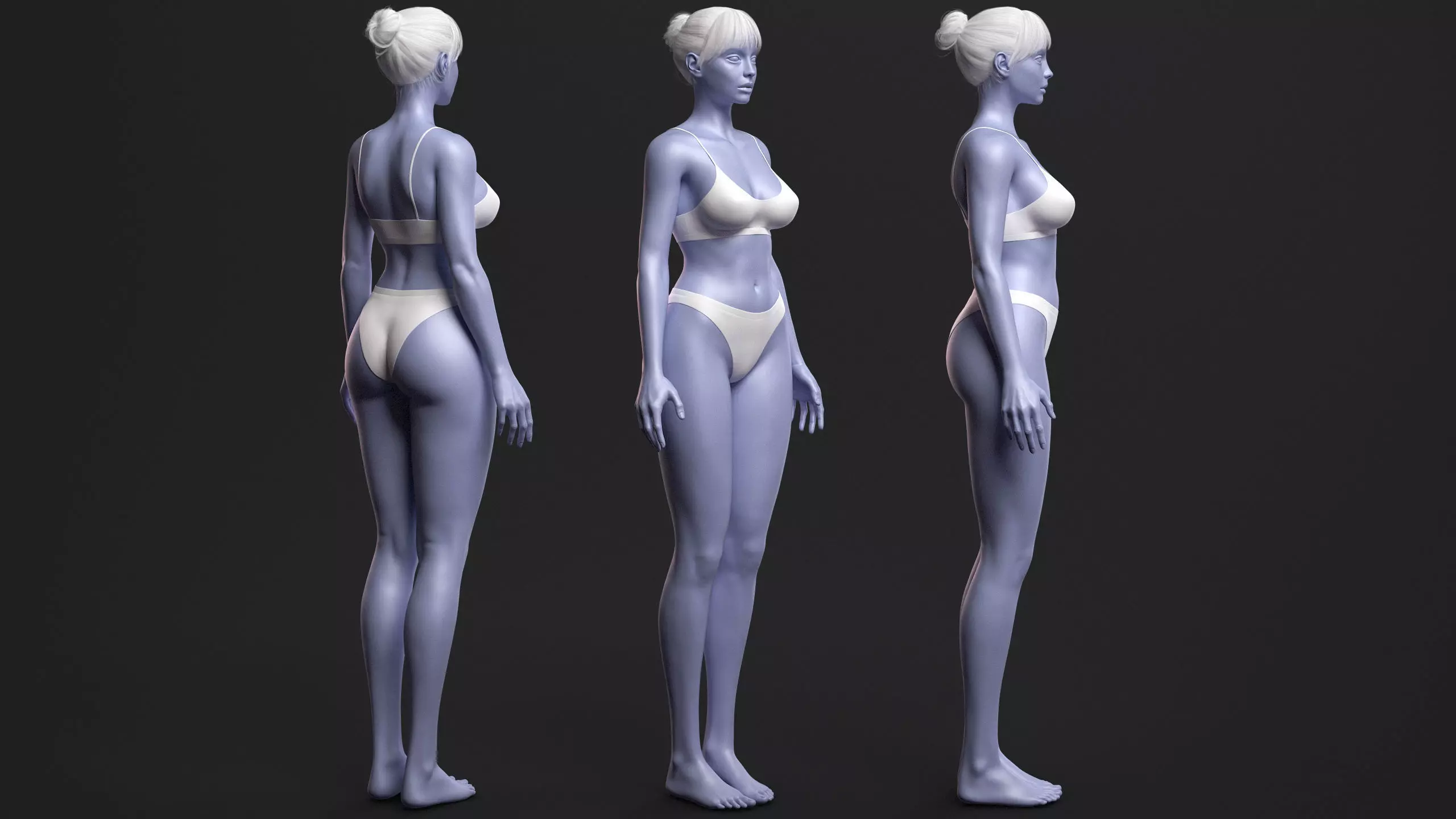 Advanced High Poly Female Basemesh - Body 01 3D model_5