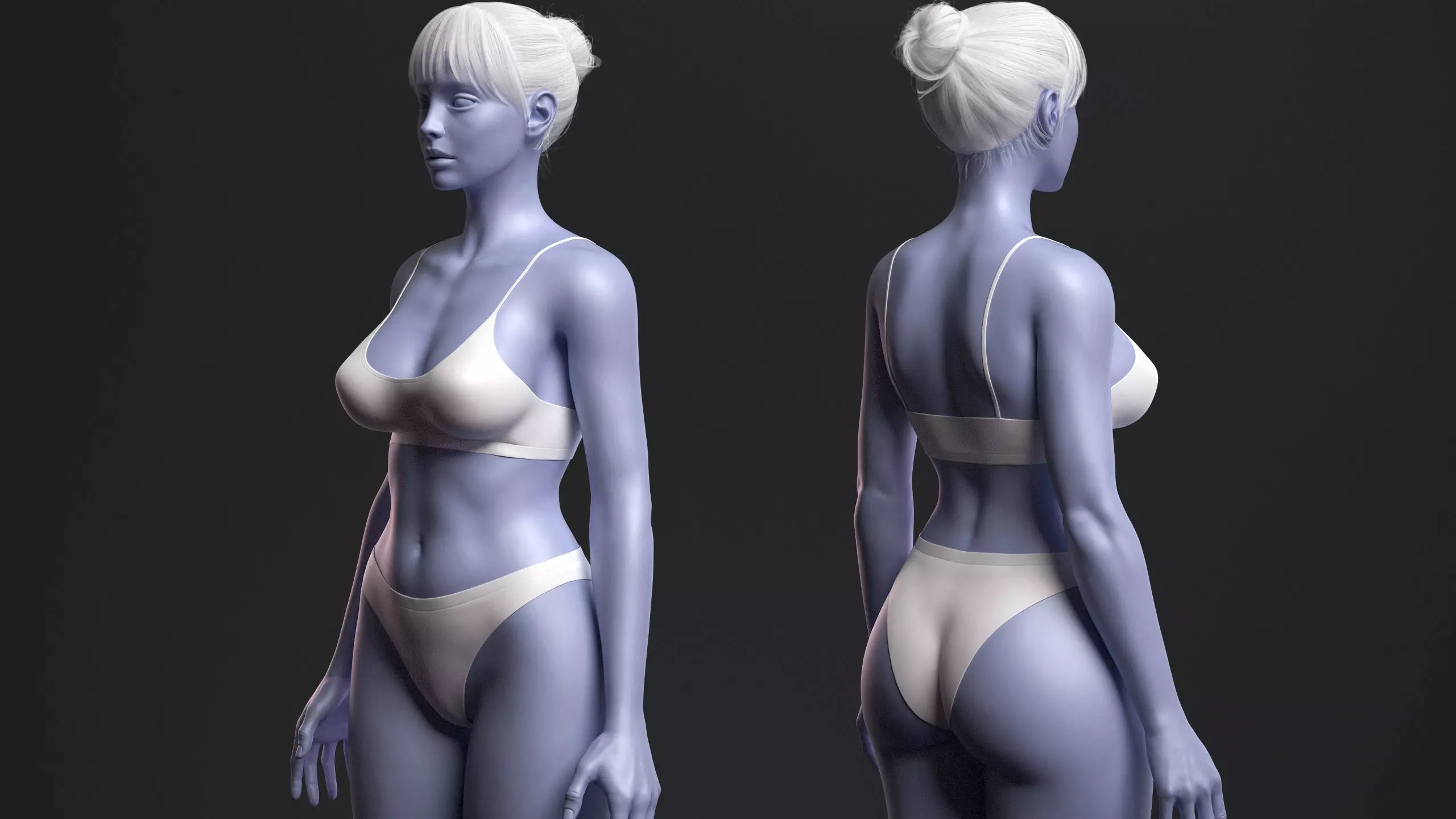 Advanced High Poly Female Basemesh - Body 01 3D model_10