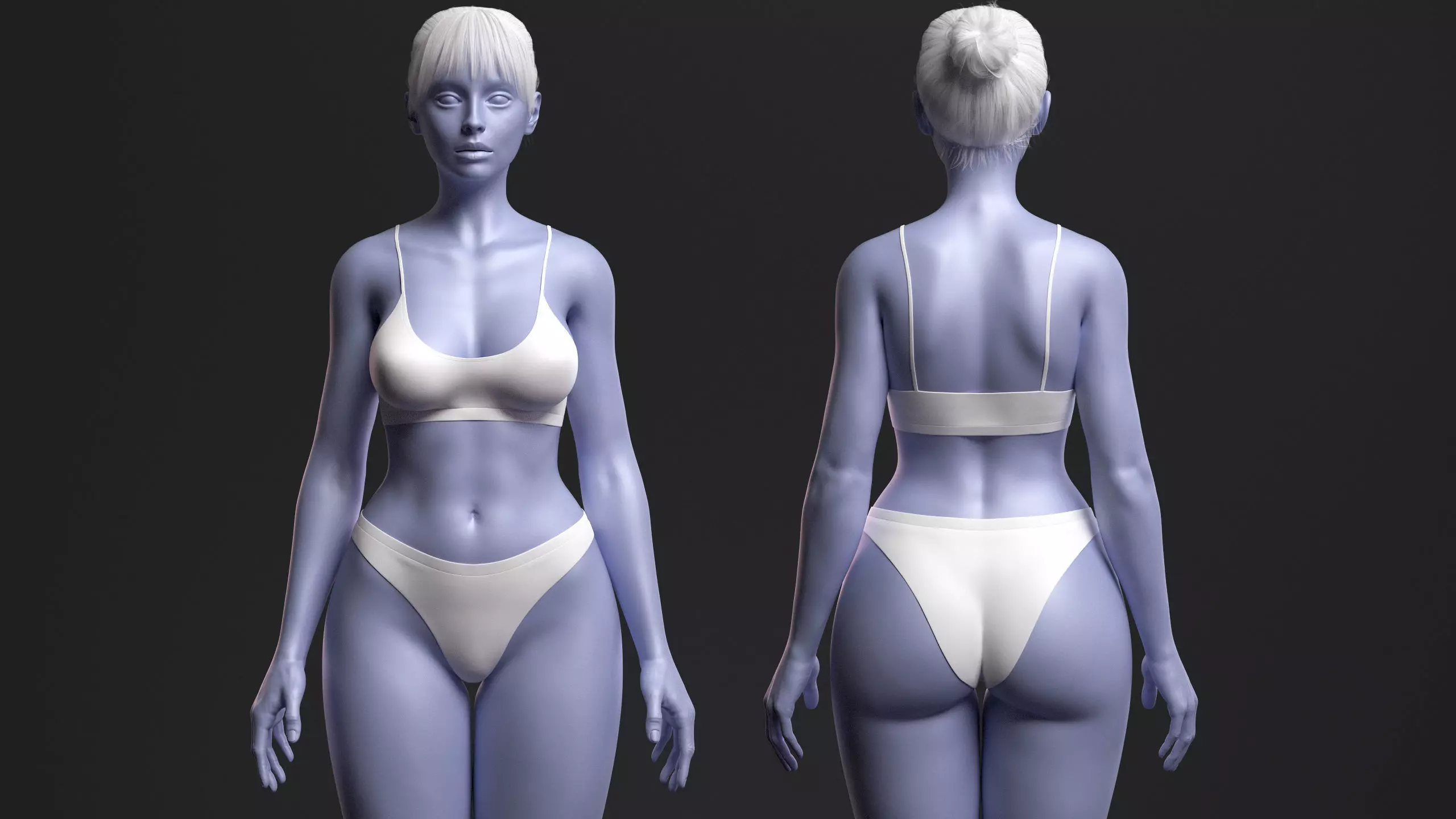 Advanced High Poly Female Basemesh - Body 01 3D model_9