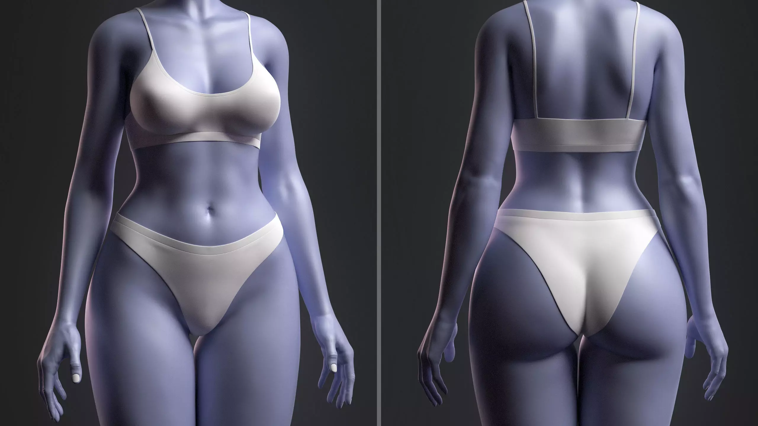 Advanced High Poly Female Basemesh - Body 01 3D model_14