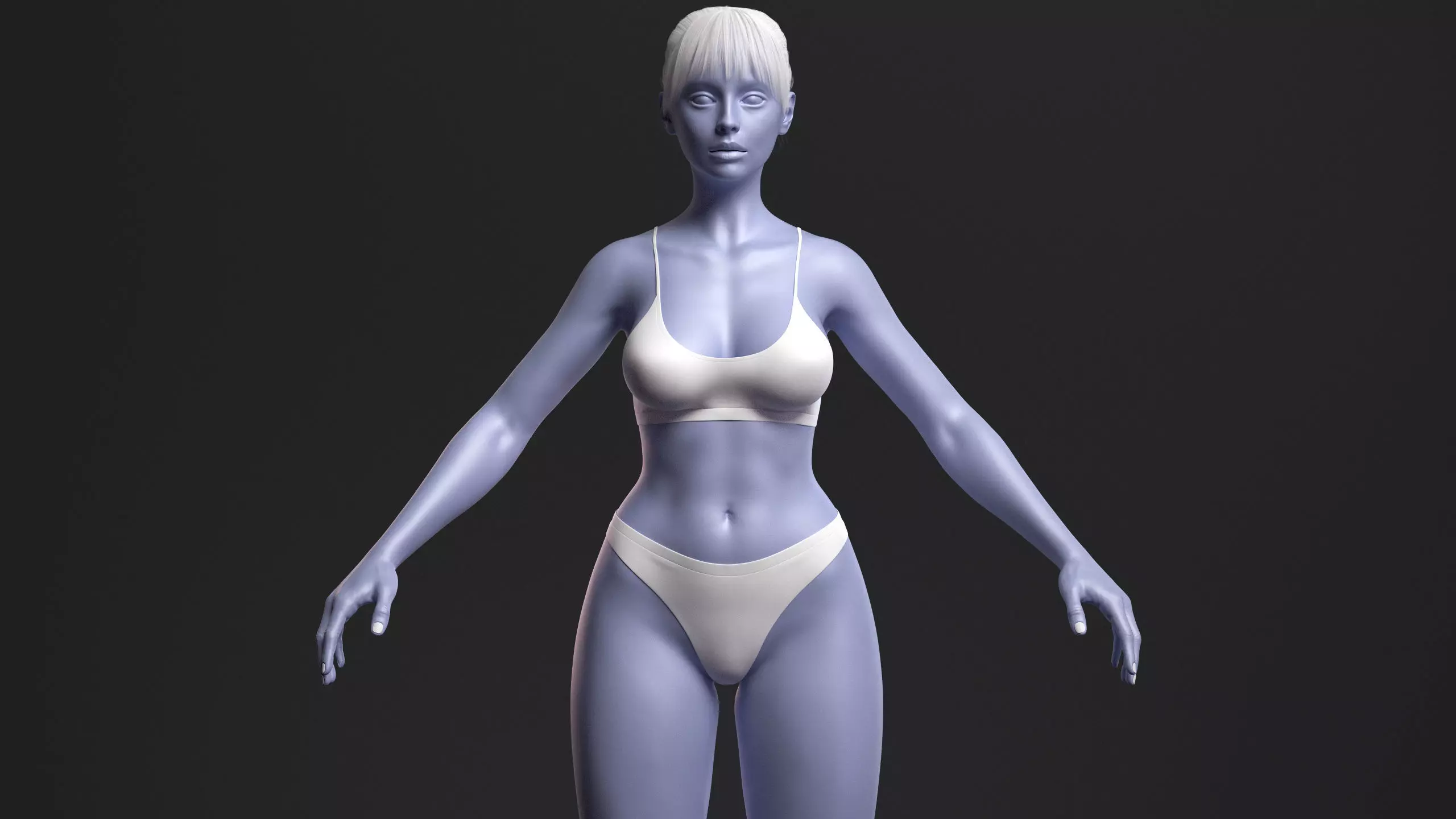 Advanced High Poly Female Basemesh - Body 01 3D model_7
