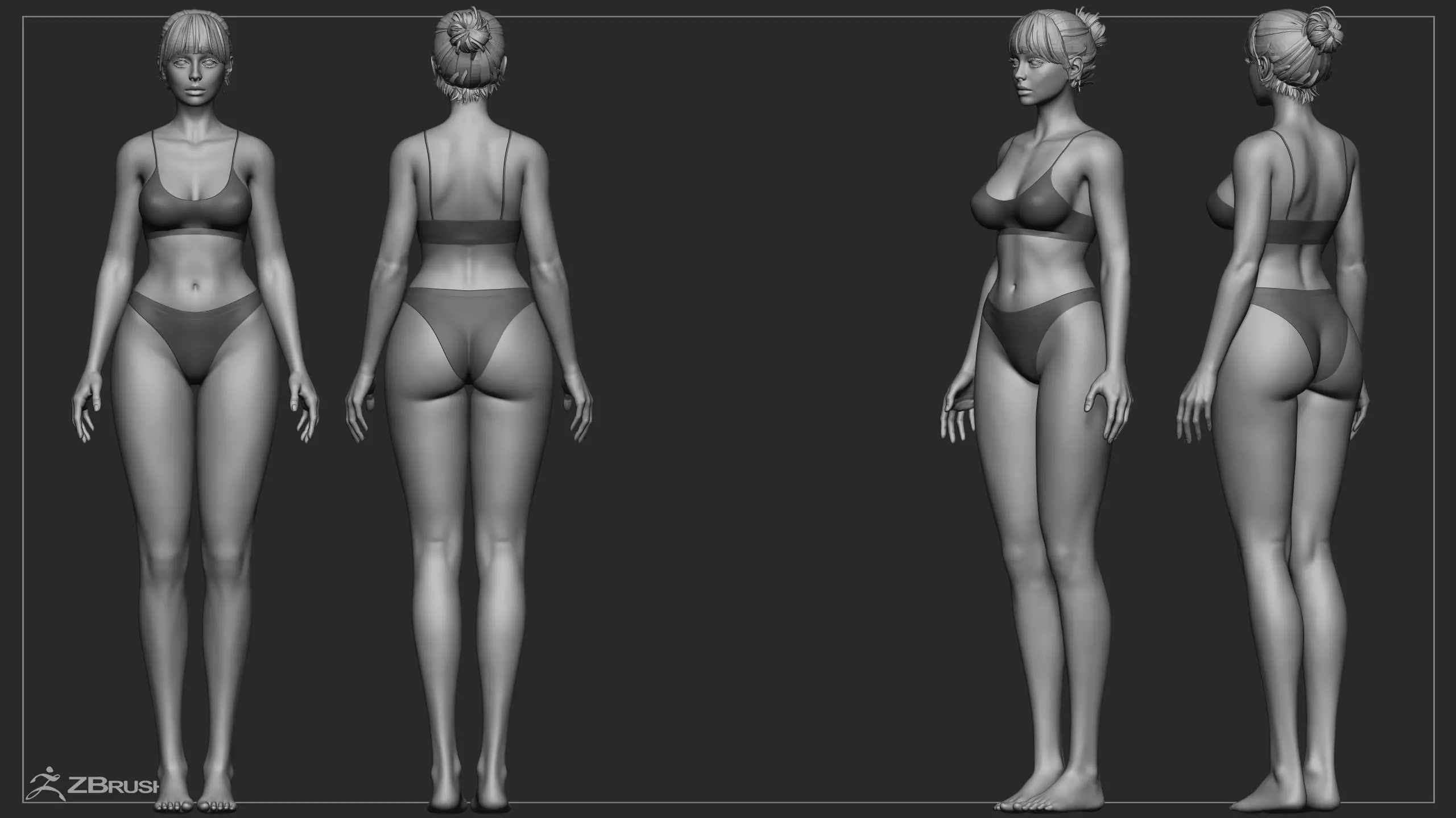 Advanced High Poly Female Basemesh - Body 01 3D model_15