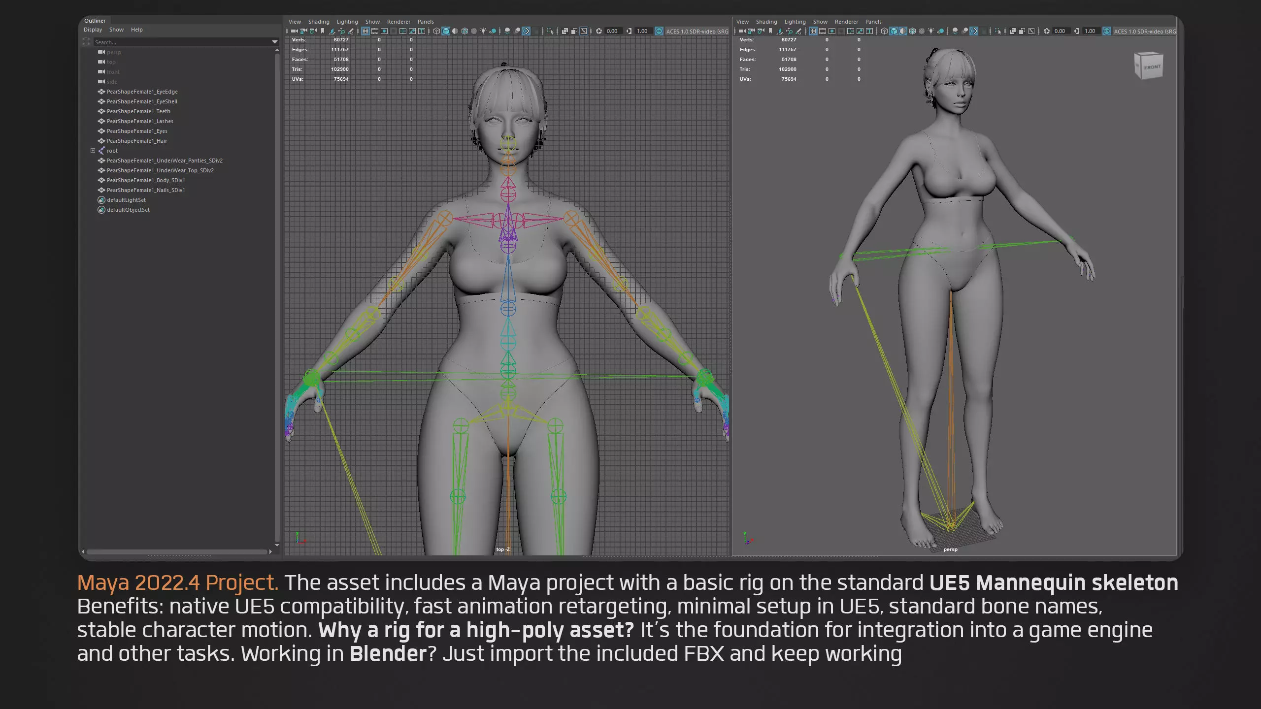 Advanced High Poly Female Basemesh - Body 01 3D model_23