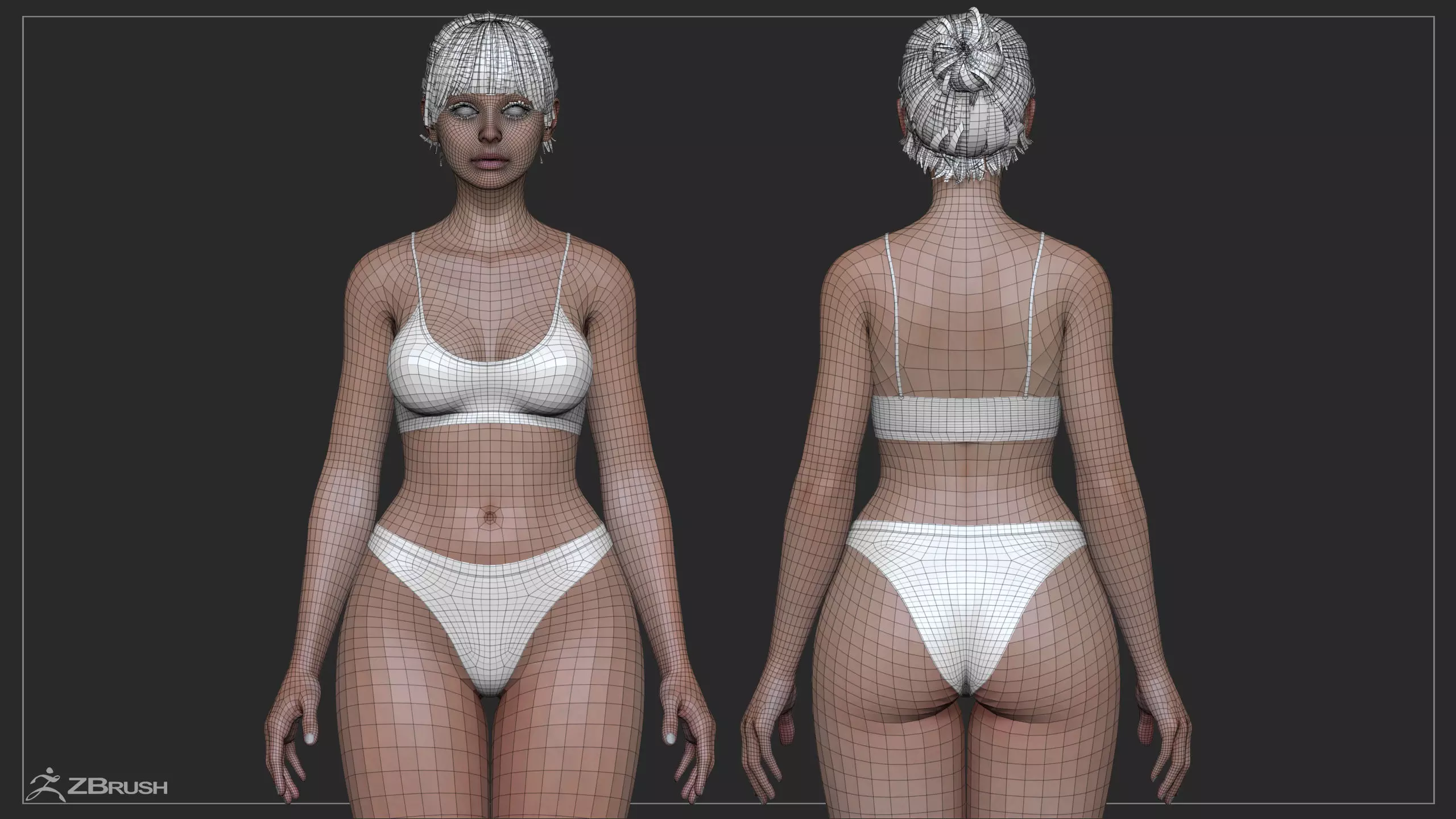 Advanced High Poly Female Basemesh - Body 01 3D model_21