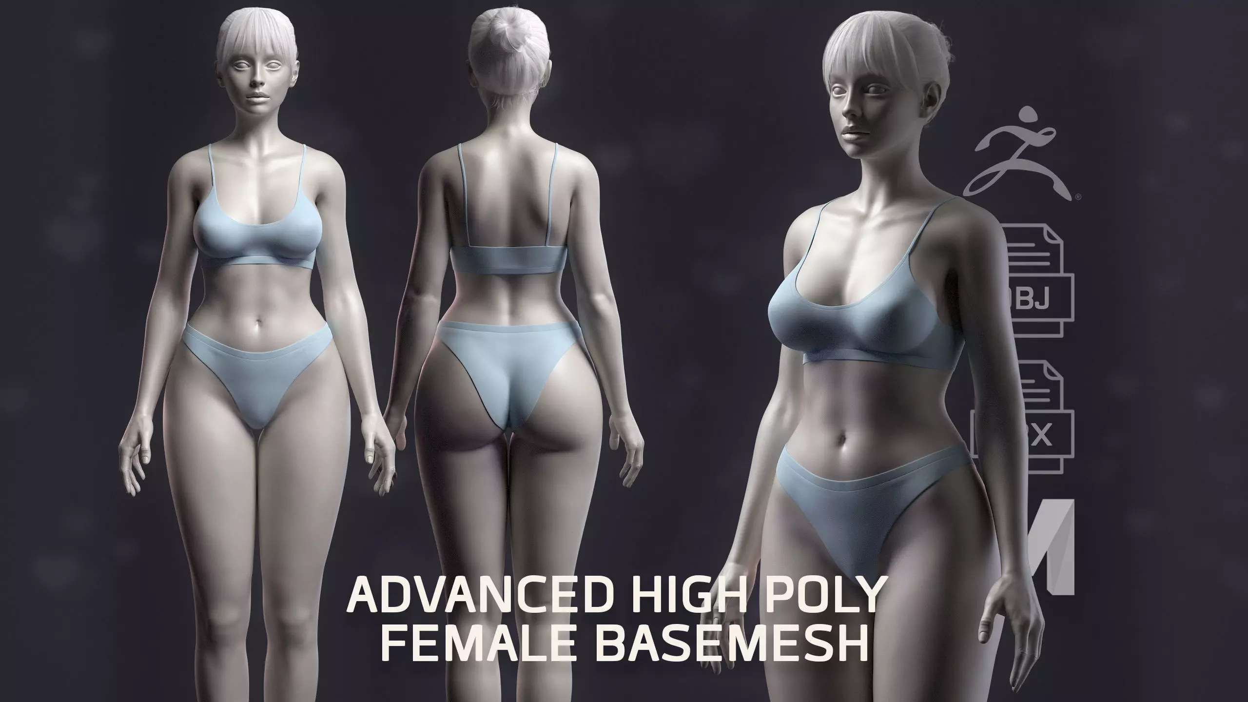 Advanced High Poly Female Basemesh - Body 01 3D model_0