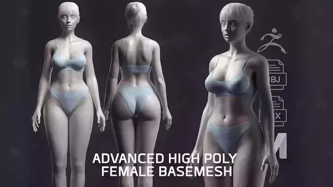 Advanced High Poly Female Basemesh - Body 01 3D model Advanced High Poly Female Basemesh - Body 01 3D model