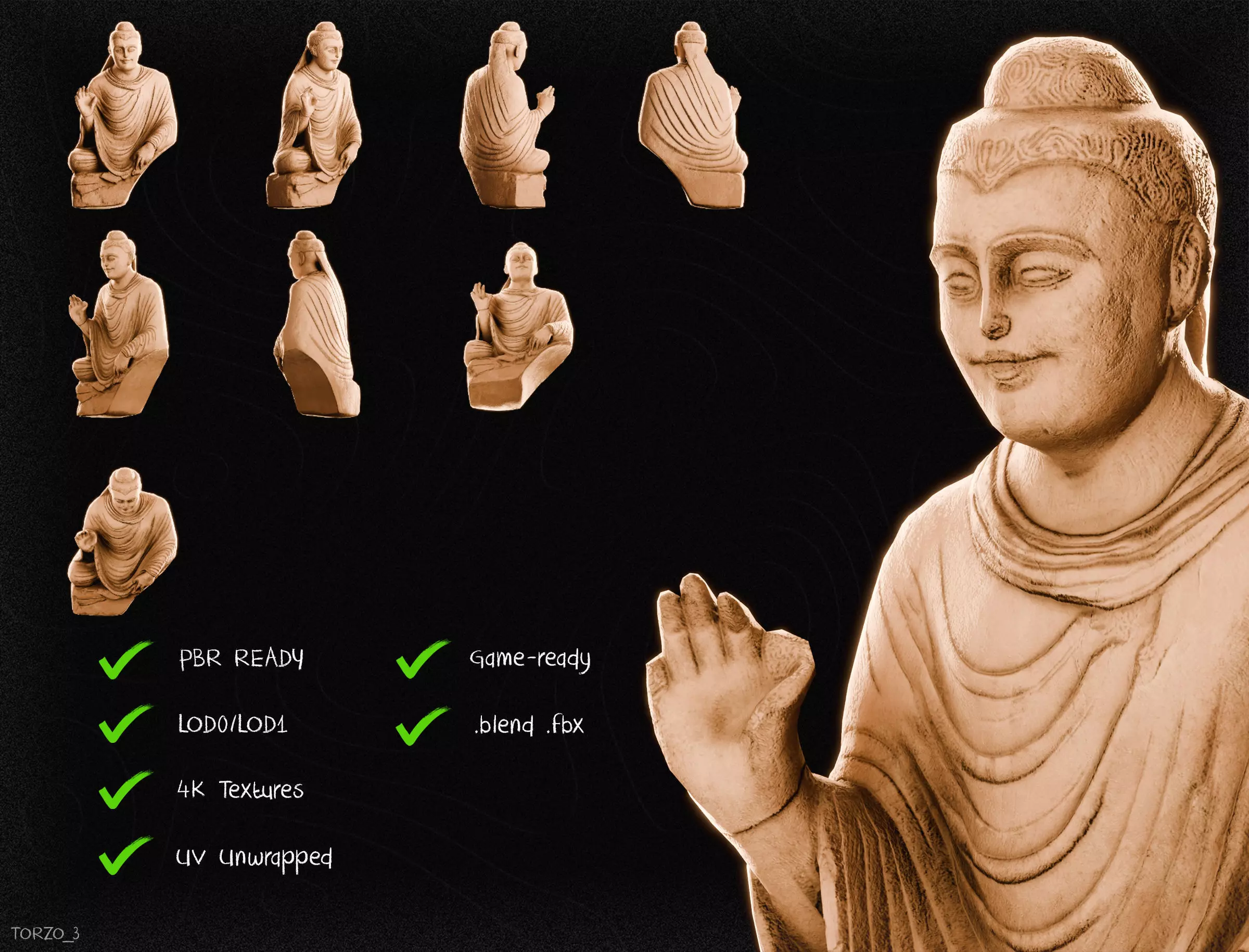 Nepal Buddhist Sculptures And Artifacts 3D Model Collection Low-poly 3D model_52