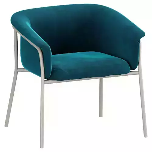 Contemporary Teal Velvet Armchair 3D Model 