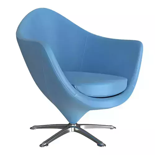 Modern Swivel Blue Accent Armchair 3D Model