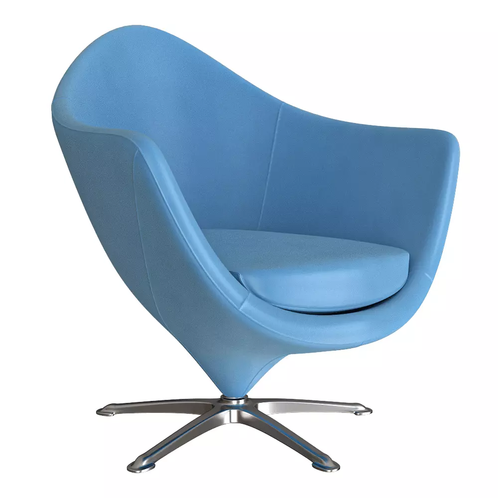 Modern Swivel Blue Accent Armchair 3D Model Low-poly 3D model_0