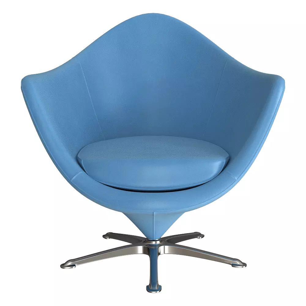 Modern Swivel Blue Accent Armchair 3D Model Low-poly 3D model_1