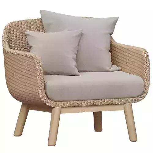 Modern Rattan Lounge Armchair 3D Model 