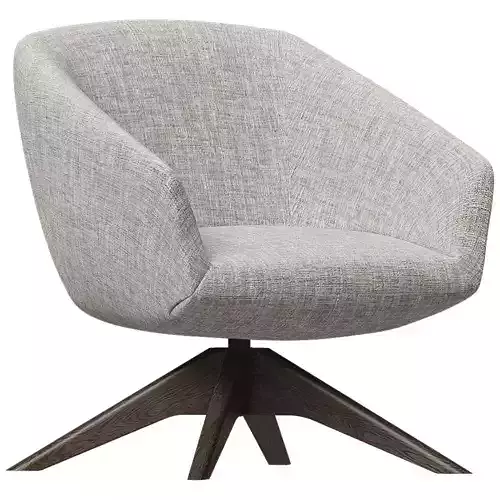 Modern Grey Swivel Lounge Armchair 3D Model