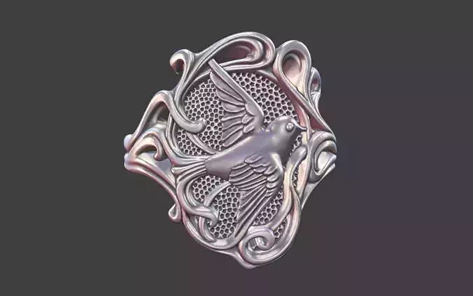 art nouveau bird ring nature inspired