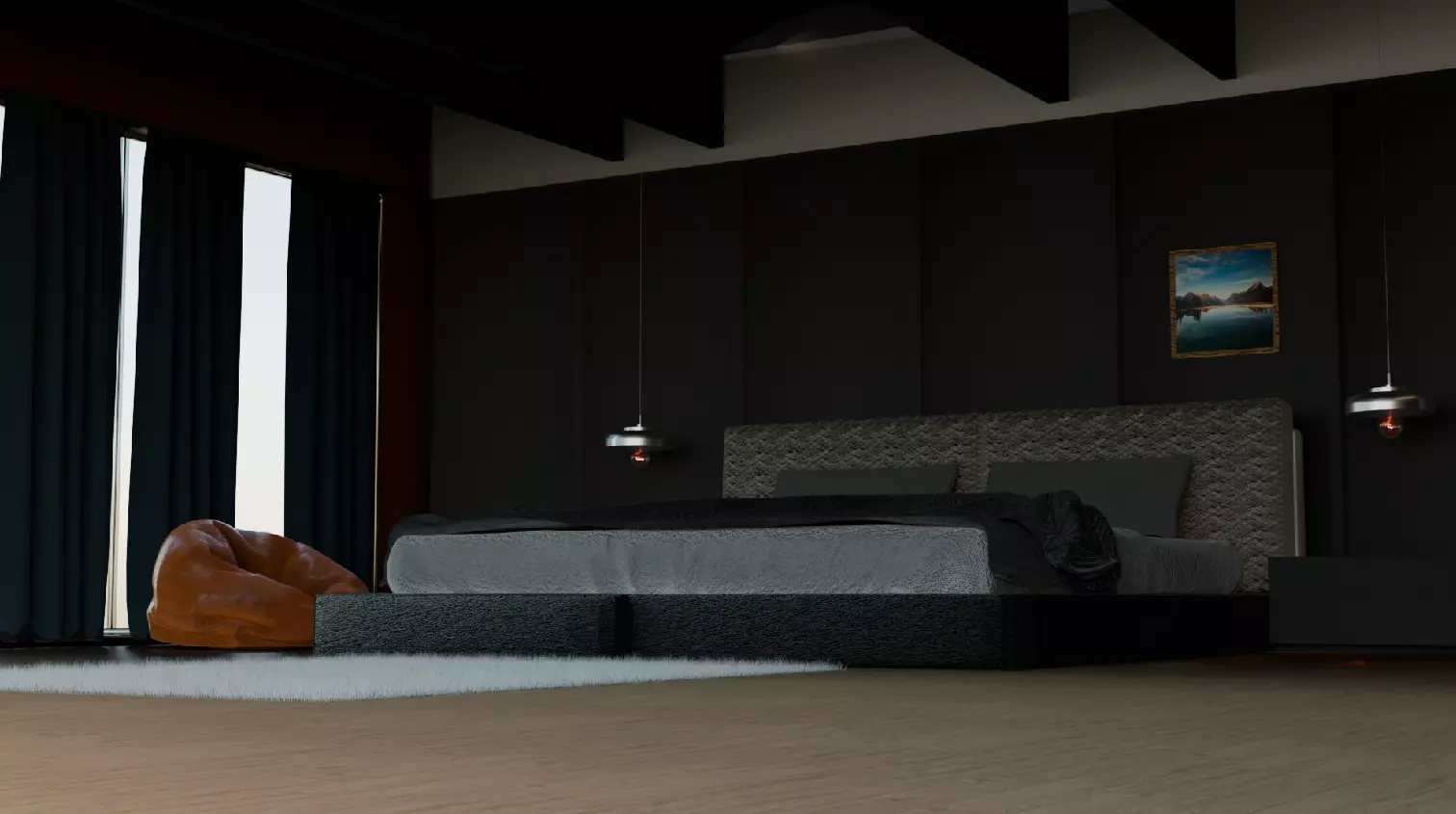 Modern Minimalist Bedroom 3D model_2