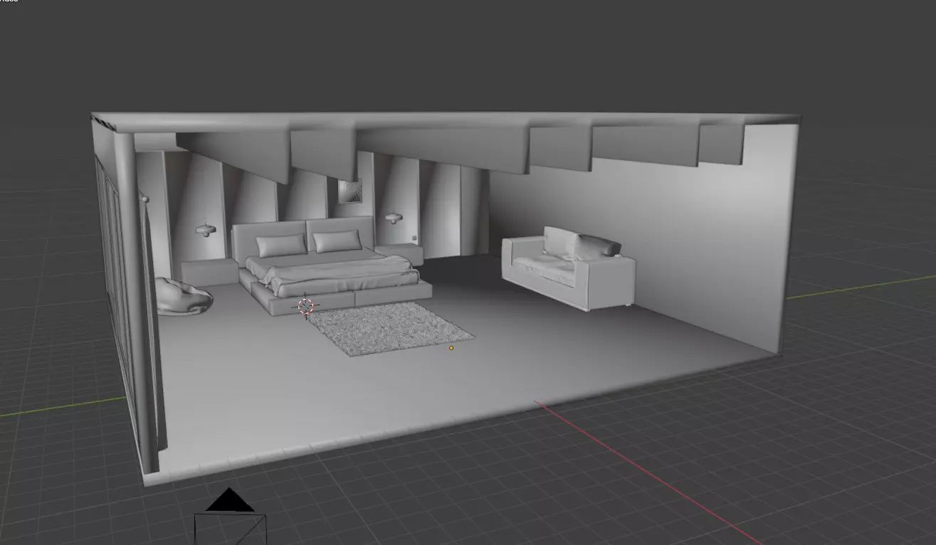 Modern Minimalist Bedroom 3D model_4