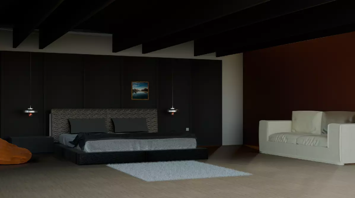 Modern Minimalist Bedroom 3D model_0