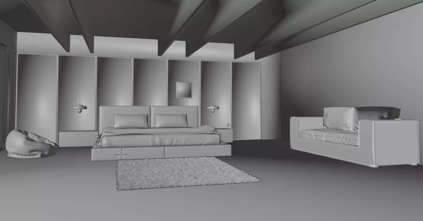 Modern Minimalist Bedroom 3D model_5