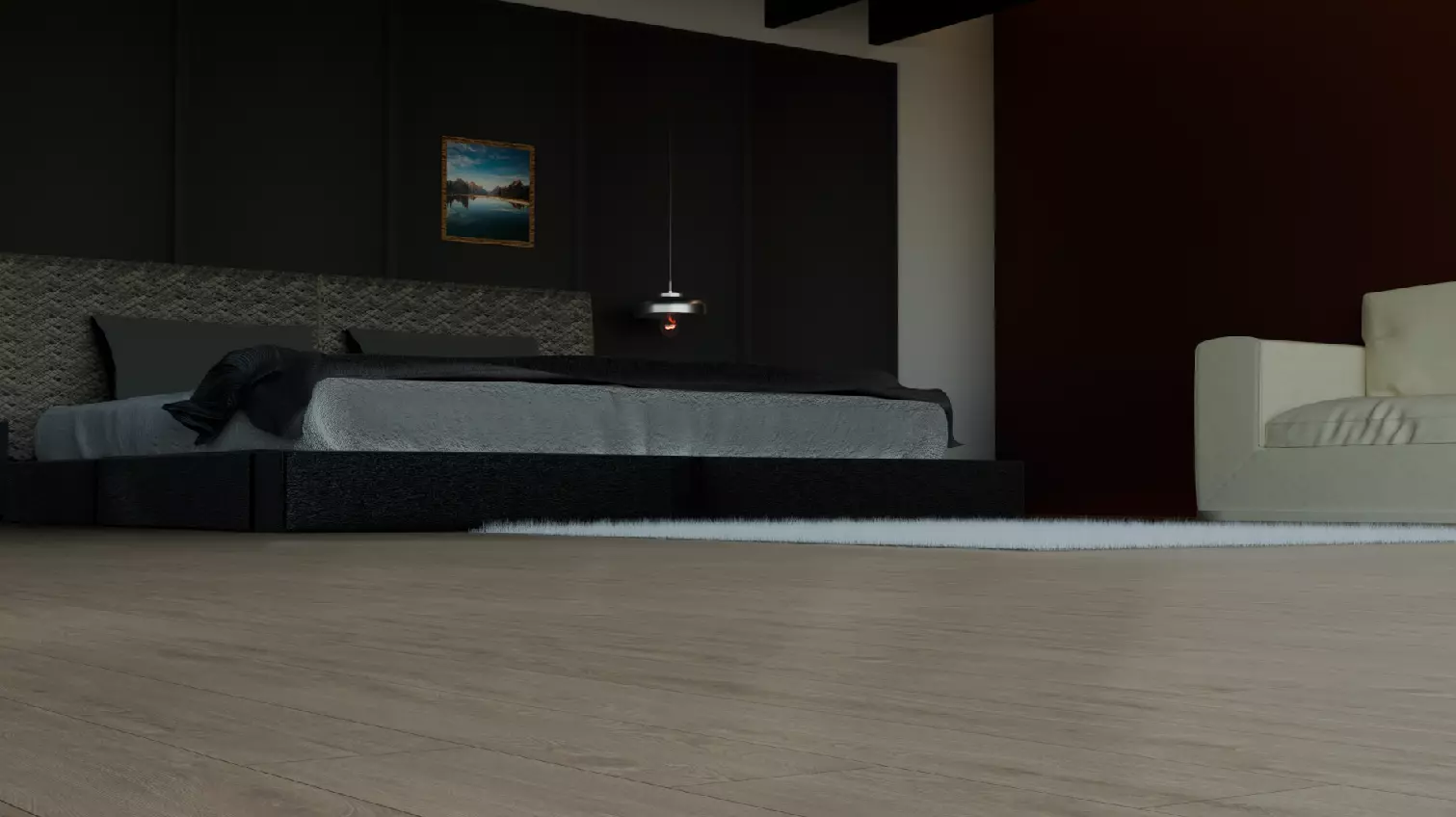 Modern Minimalist Bedroom 3D model_3