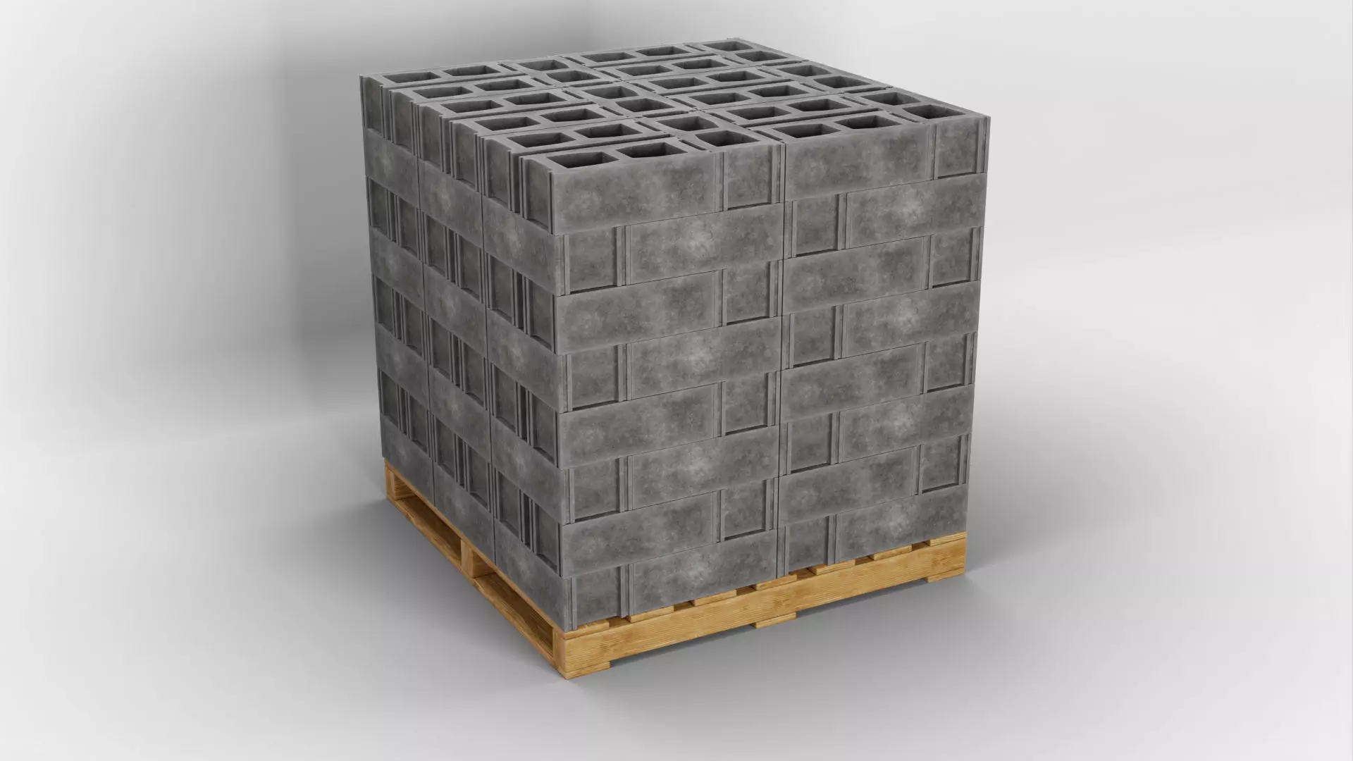 Wooden Pallet with Bricks 4 3D model_0