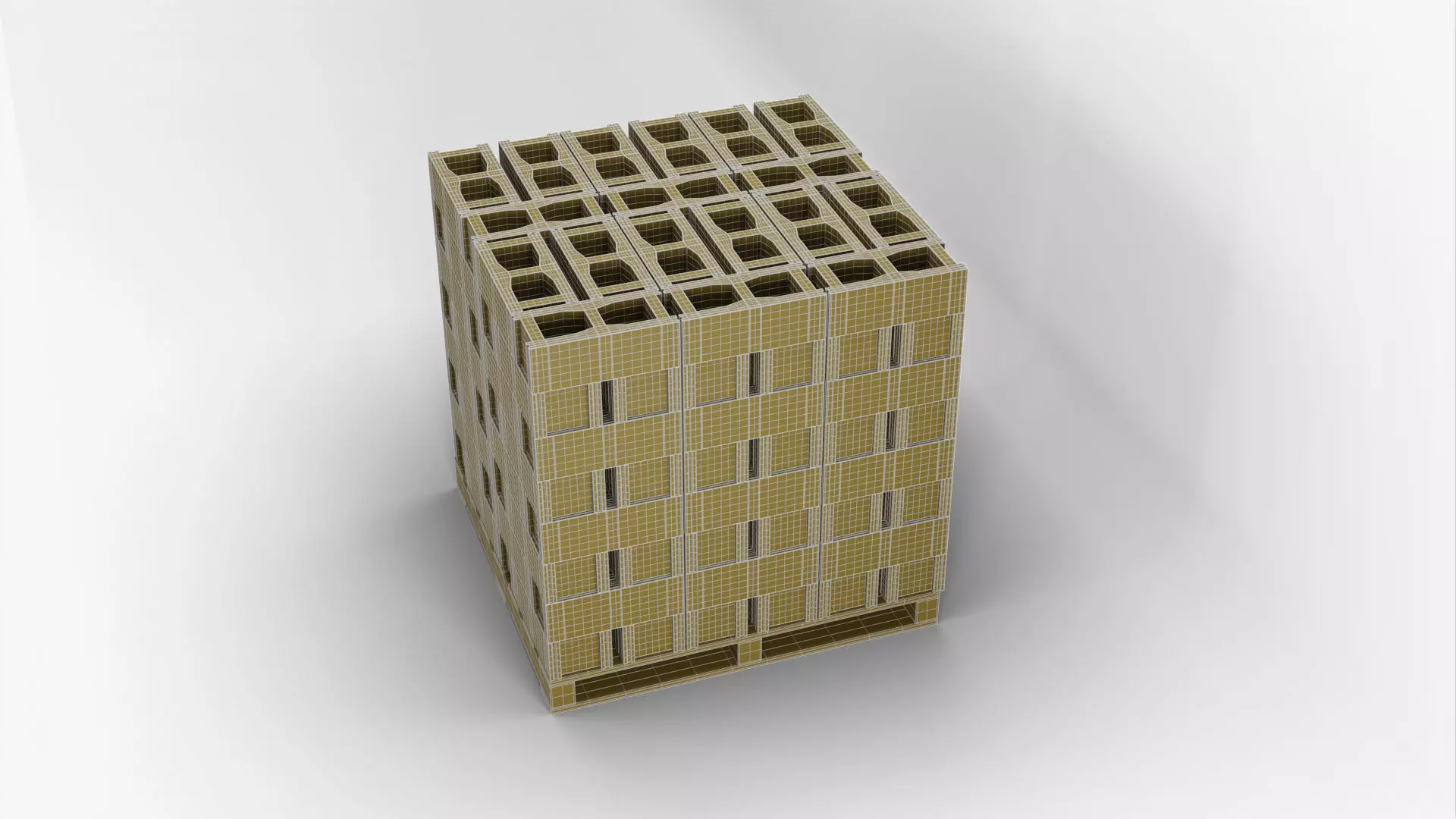 Wooden Pallet with Bricks 4 3D model_12
