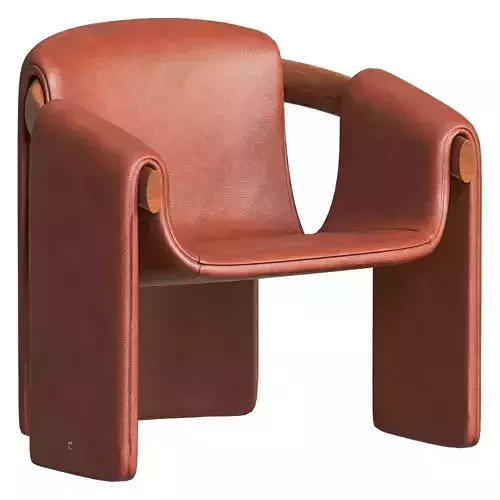 Modern Sculpted Leather Armchair 3D Model